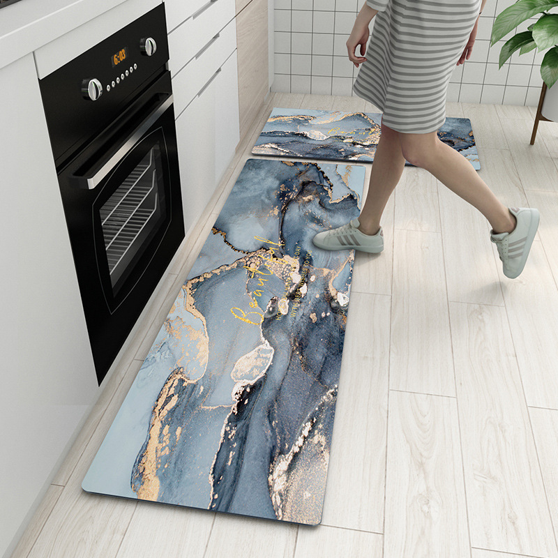 Diatom Mud Carpet Marble Pattern Floor Mat Kitchen Non-Slip Absorbent Oil Absorbing Foot Mat Stain Resistant Easy to Clean Foot Mat