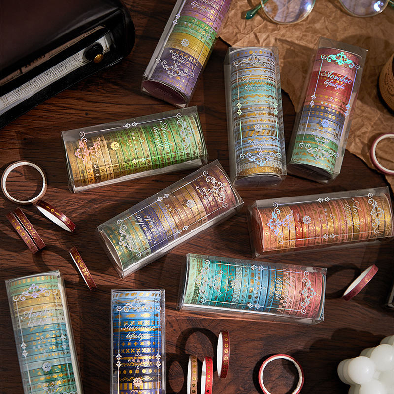 跃鹿创意 新款有氧生活系列烫金和纸胶带套装 批发供应境外平台