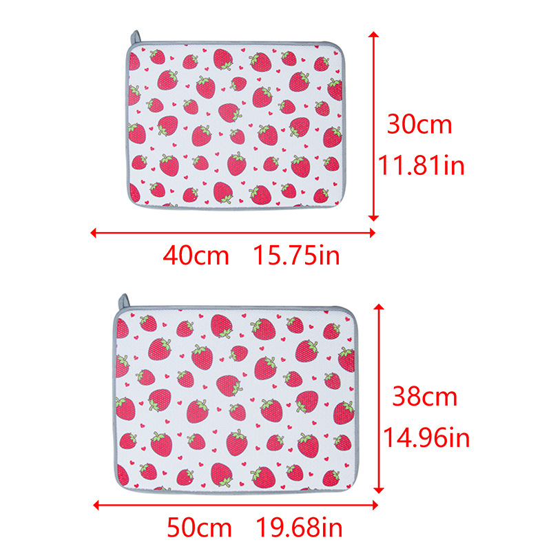Cartoon Strawberry Kitchen Water Draining Pad Cute Household Washstand Hydrophilic Pad Dining Table Cushion Western Dining Table Bowl Coaster