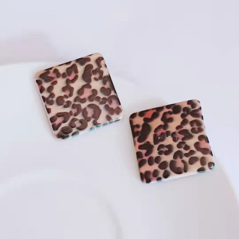 Leopard Zebra Print Geometric Ear Studs Sterling Silver Needle Exaggerated Niche Design Personalized High-Grade Earrings