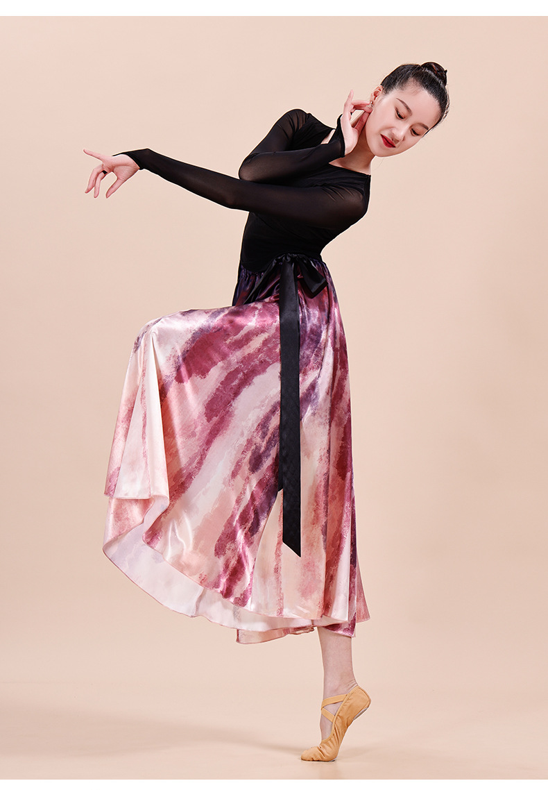 现代舞舞蹈飘逸扎染大摆裙中国舞练功服女演出服装半身裙长裙