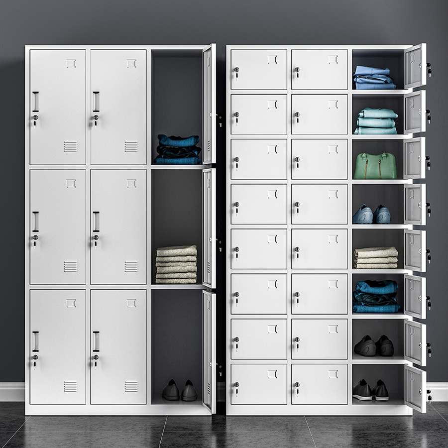 钢制员工更衣柜铁皮衣柜储物柜带锁办公车间铁柜宿舍工厂衣柜鞋柜