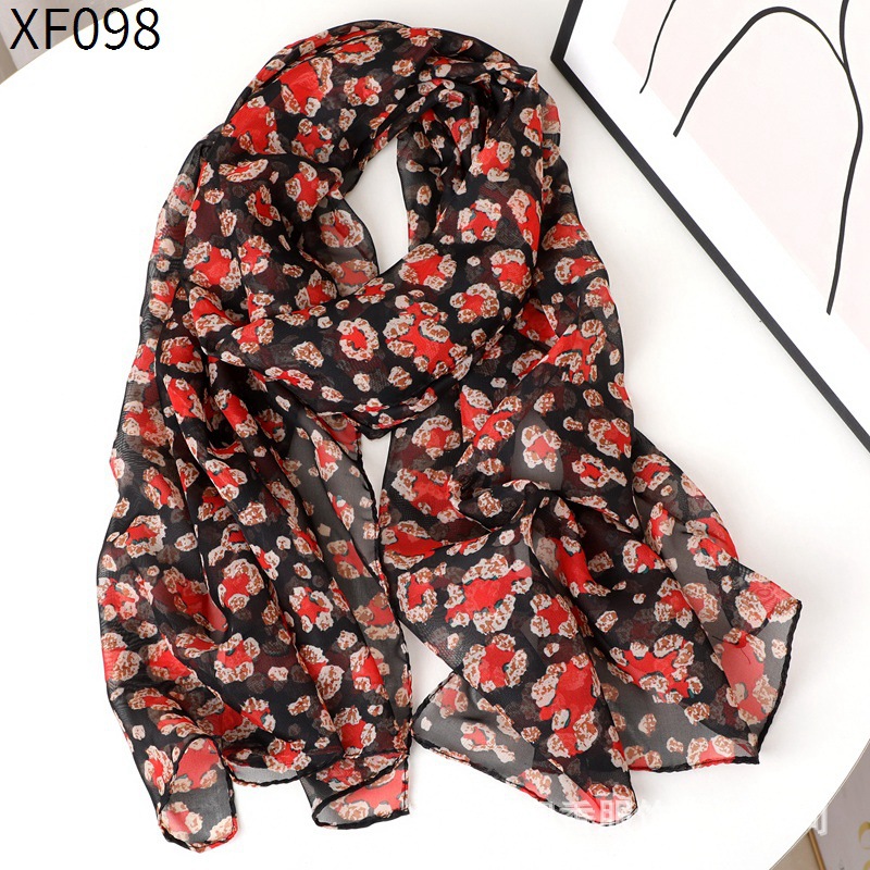 2023 Autumn and Winter New Chiffon Scarf for Middle-Aged and Elderly People Western Style Printed Scarf for Moms Young Fashion Scarf for Women