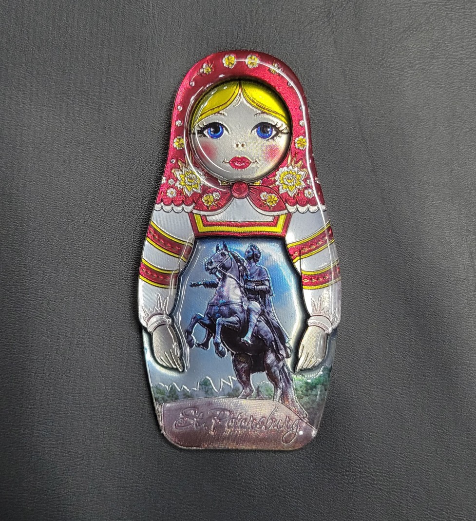 俄罗斯套娃冰箱贴 木头冰箱贴 滴胶银箔旅游纪念品