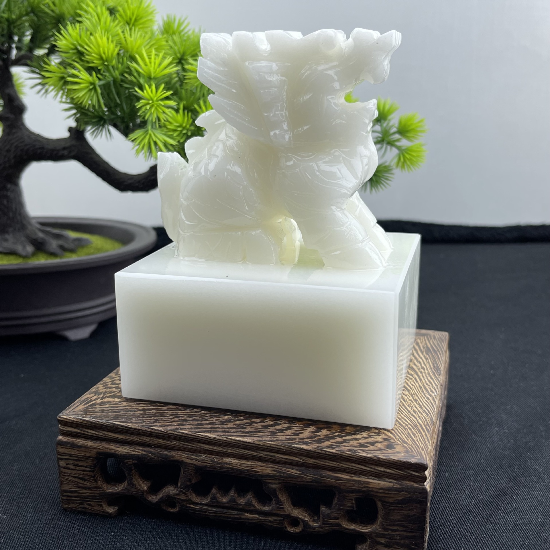 阿富汗白玉麒麟印章玉玺自用办公摆件商务礼品公司先生款刻字免费