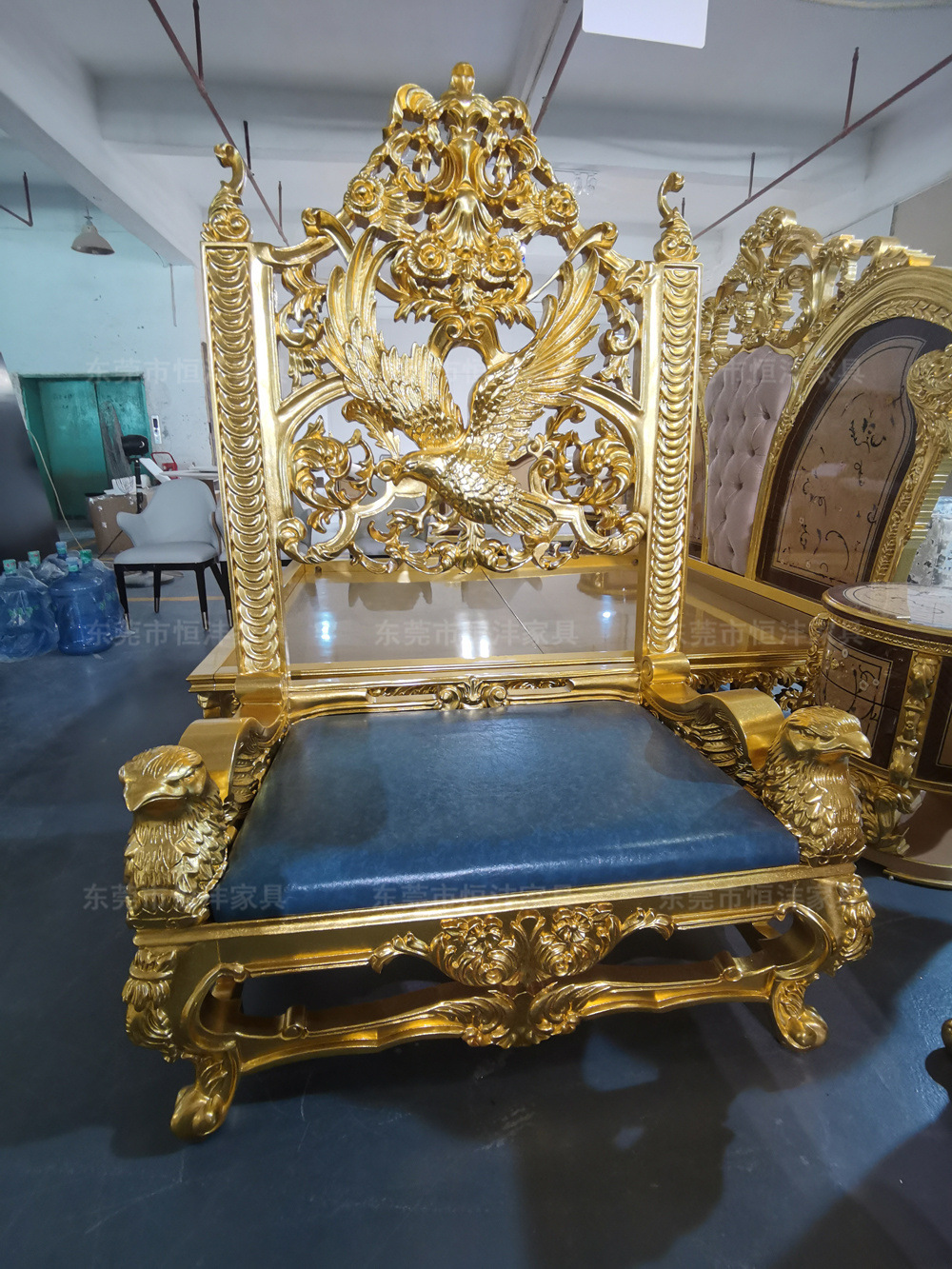 欧式实木国王椅 雕花婚礼椅 鹰头扶手装饰椅酒店大堂高背椅子