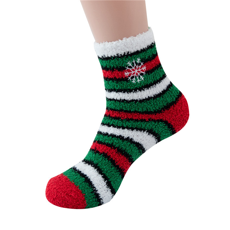 Winter Cross-Border Amazon Christmas Tree Women's Socks Coral Fleece Socks Female Christmas Stockings Mid-Calf Elk Foreign Trade Wholesale