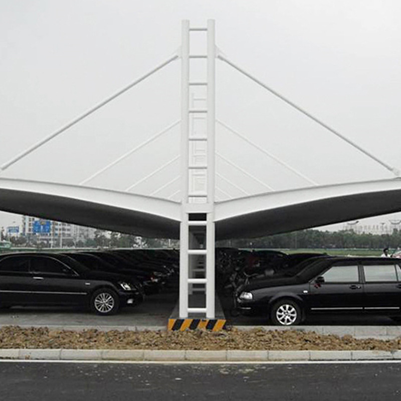 户外膜结构停车棚双开遮阳自行车棚小区汽车电动车充电桩停车雨棚