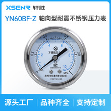 YNBF60Z 1MPa/10bar 轴向耐震不锈钢压力表 水平安装不锈钢压力表