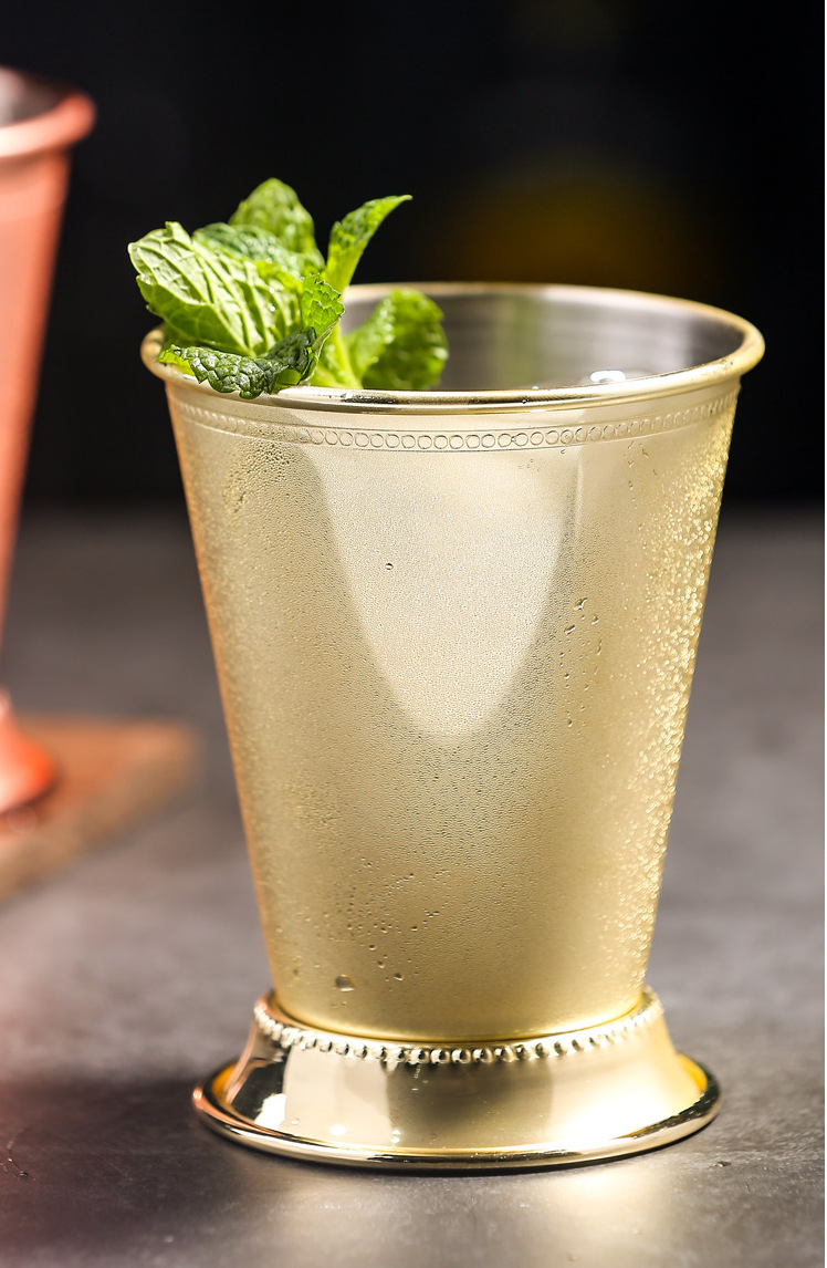 不锈钢卷边朱丽普杯鸡尾酒杯莫斯科骡子杯台阶铜杯mint julep cup