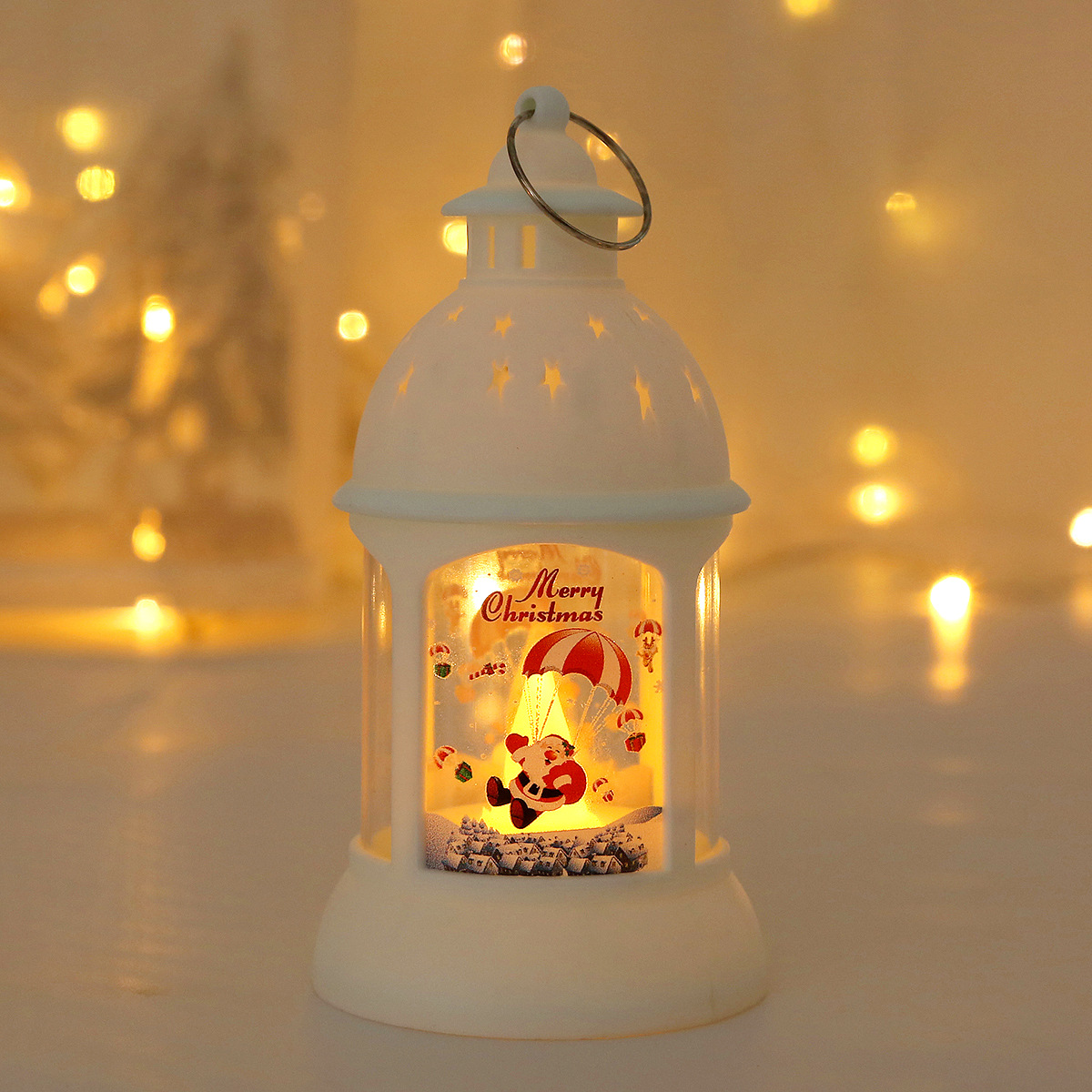 Christmas Decorations Candlestick Lamp Santa Snowman Storm Lantern Christmas Tree Pendant Small Night Lamp Cross-Border Gifts