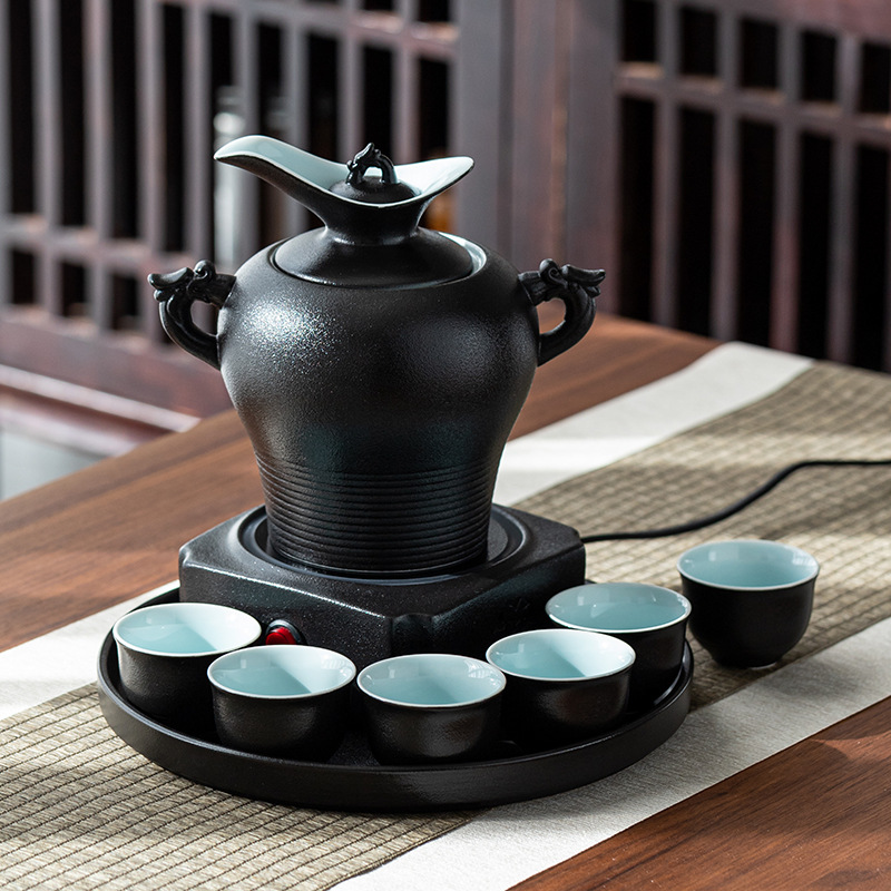 陶瓷家用电温酒壶黄酒加热烫酒器暖酒壶白酒酒杯酒具套装