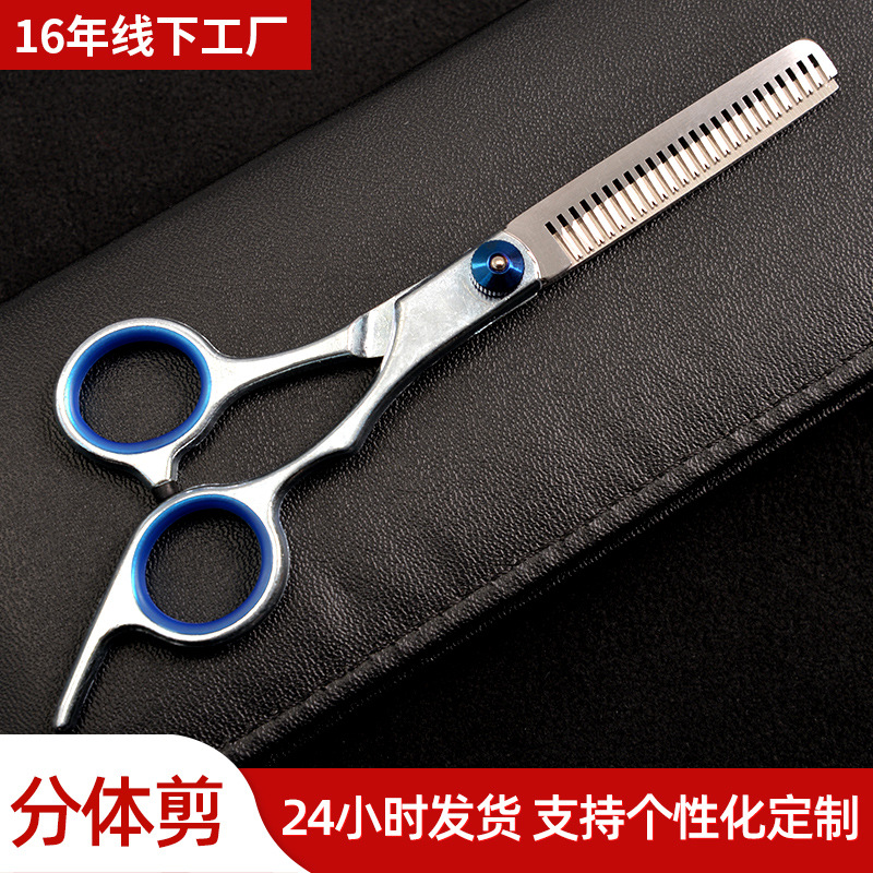 Household Hairdressing Scissors Two-Piece Set 6.0-Inch Straight Snips Thinning Scissors Bangs Fine Trim Thinning Shear Knife Hairdressing Scissors