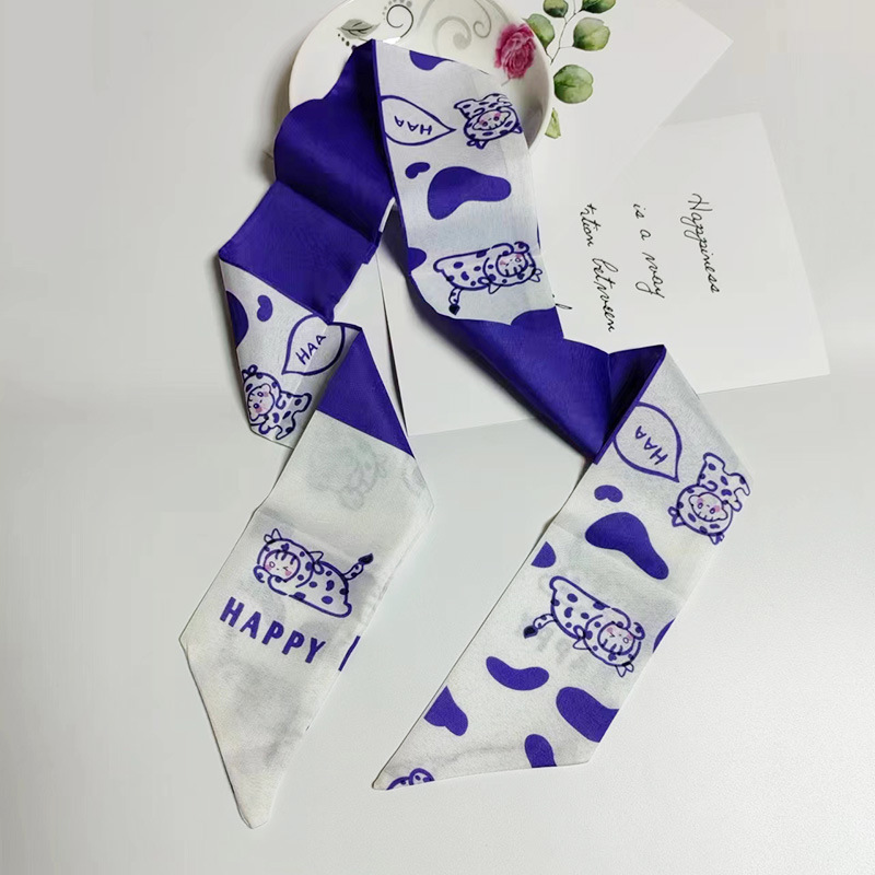 Hand Gift Long All-Match Silk Scarf Tie Hair Band Bow Floral Ribbon Tie Bag Small Silk Scarf Hair Band