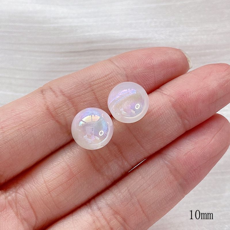 Mermaid Colorful Aurora Pearl through Hole Bubble round Beads DIY Beaded Bracelet Earrings Decorations Material Accessories