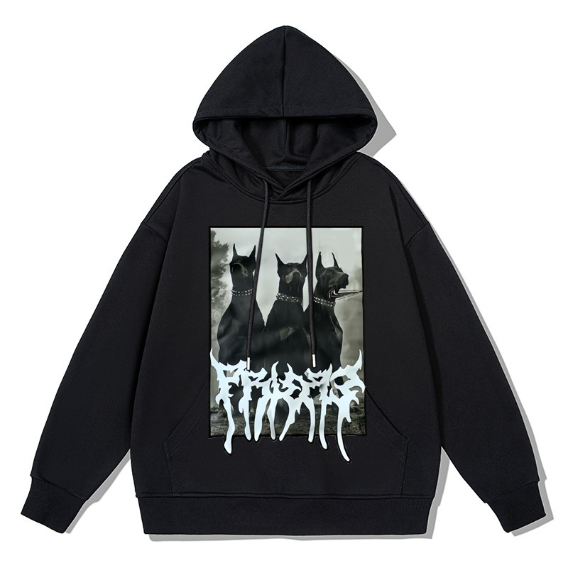 zsiibo秋冬新款狗头印花卫衣学生连帽上衣宽松潮牌欧美外套批发