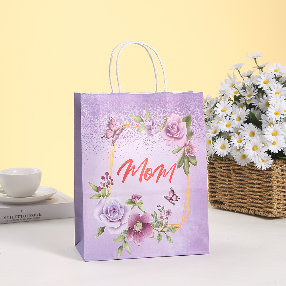 Mother's Day Gift Handbag Candy Gift Bag Kraft Paper Portable Paper Bag Shopping Mall Shopping Bags Wholesale