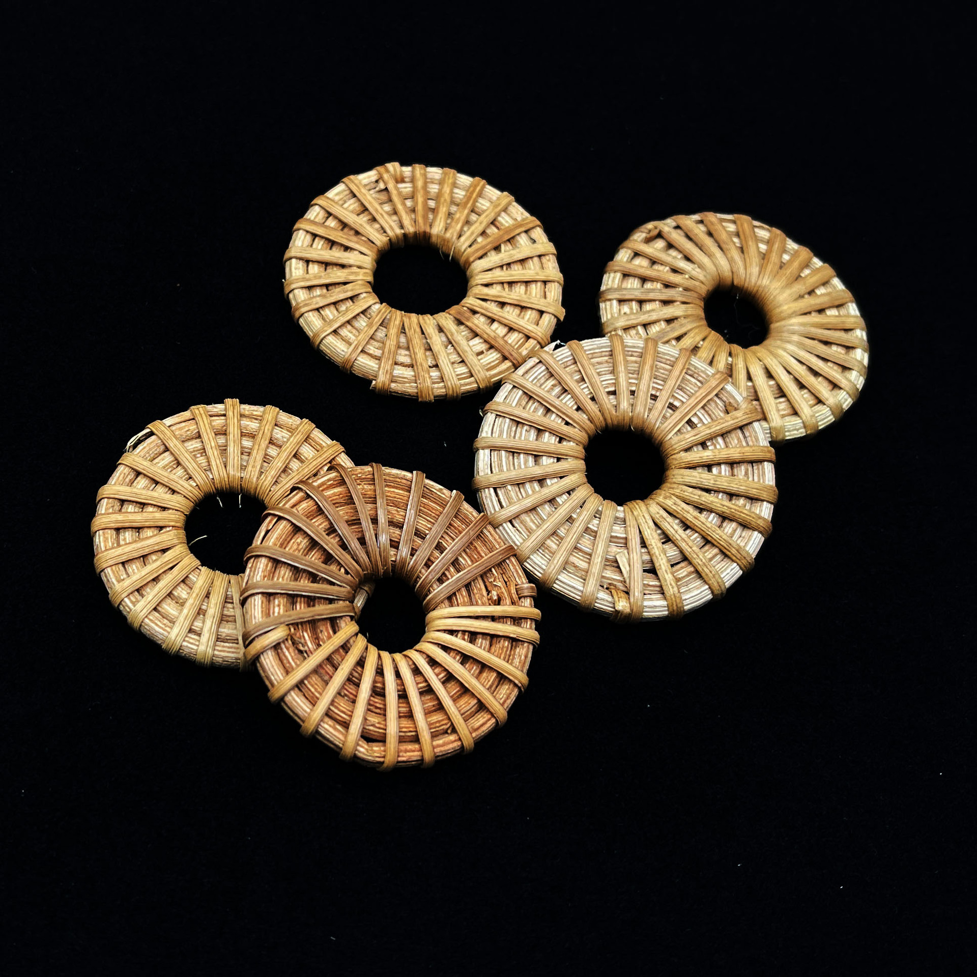 天然藤编圆圈耳环 手工藤条编织耳饰挂件 diy 竹子藤条工艺品