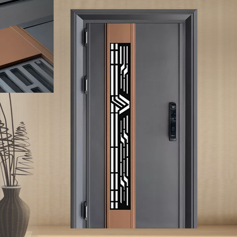 不锈钢防盗门中门推拉入户大门单门家用双色韩式安全门室外透气门