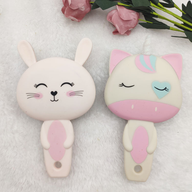 Factory Supply Customized Cute Unicorn Rabbit Cat Children Styling Comb Rubber Paint Printing Hairdressing Airbag Comb