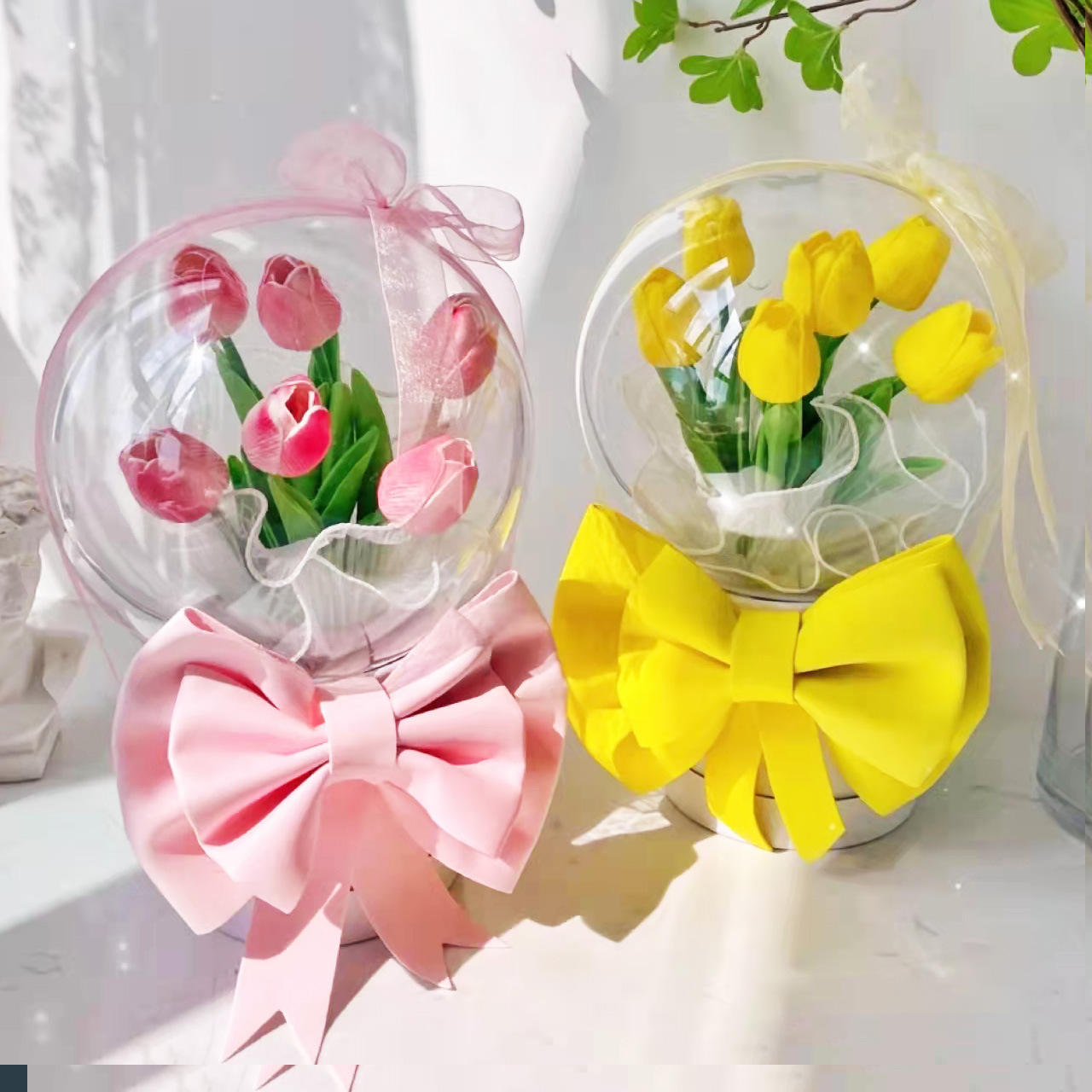 郁金香亚克力波波球花束材料包 diy玫瑰情人节抱抱桶批发花束材料