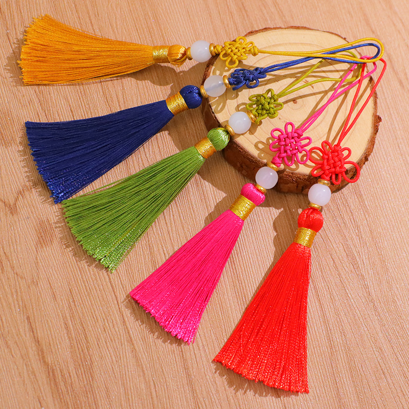 in stock wholesale hand-woven bookmark tassel chinese knot small tassel u disk comb invitation hanging tassel jade tassel