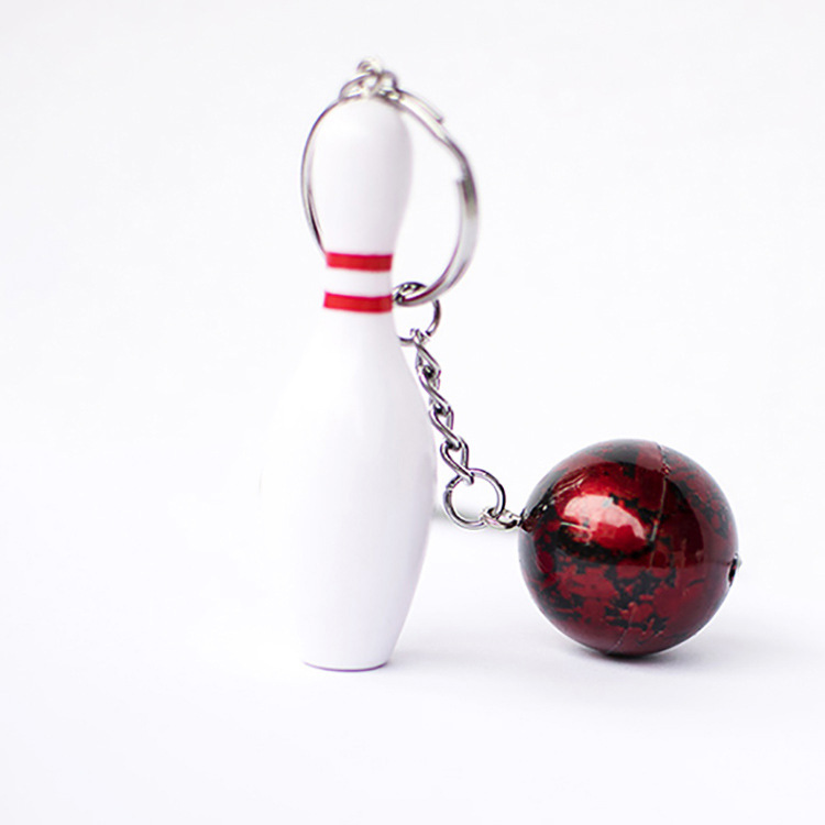 Simulation Bowling Key Pendants Sporting Goods White Bowling Sports Keychain Fans Souvenir