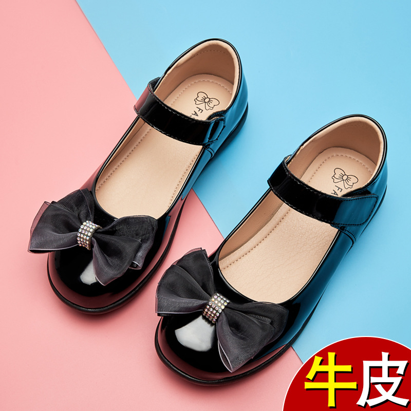 Girls Black Leather Shoes/show Shoes/soft Soled Single Shoes