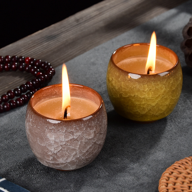 居家小烛台室内香薰蜡烛精油熏香大豆蜡卧室香氛摆件伴手礼跨境