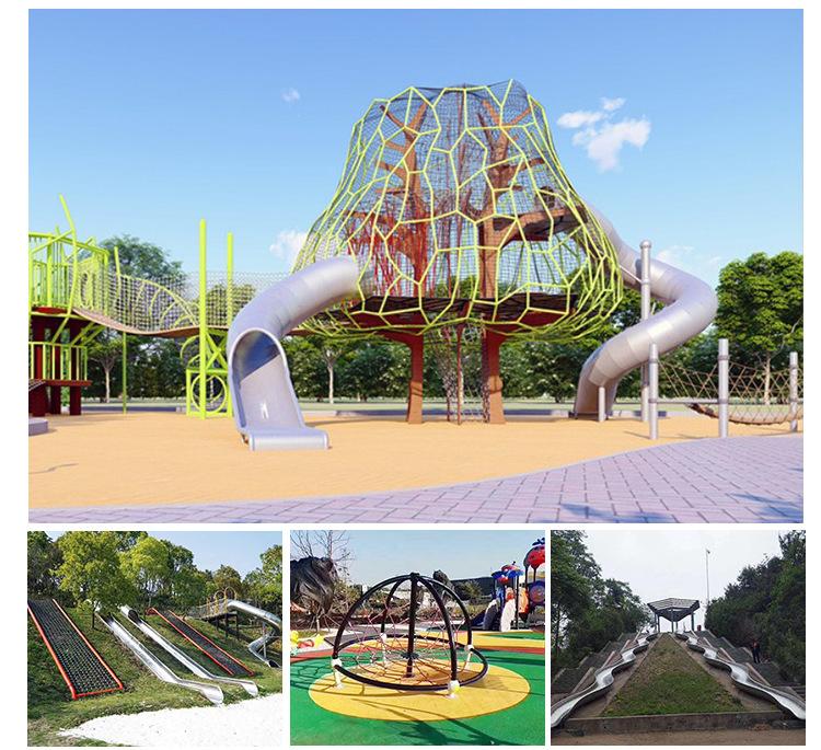 儿童主题公园游乐设施景区不锈钢滑梯房地产户外无动力游乐设备