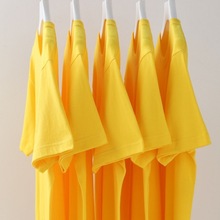210纯棉亮黄樱黄鲜黄色短袖T恤女柠檬黄暖黄色宽松打底上衣男夏