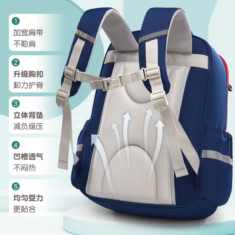 Huacheng New British Style Primary School Student Schoolbag 1-6 Grade Boys and Girls Wear-Resistant Spine Protection Large Capacity Backpack