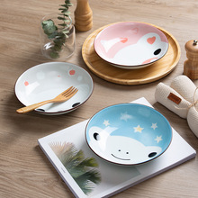 ins风陶瓷西餐盘家用卡通盘子菜盘创意网红可爱餐具陶瓷早餐盘