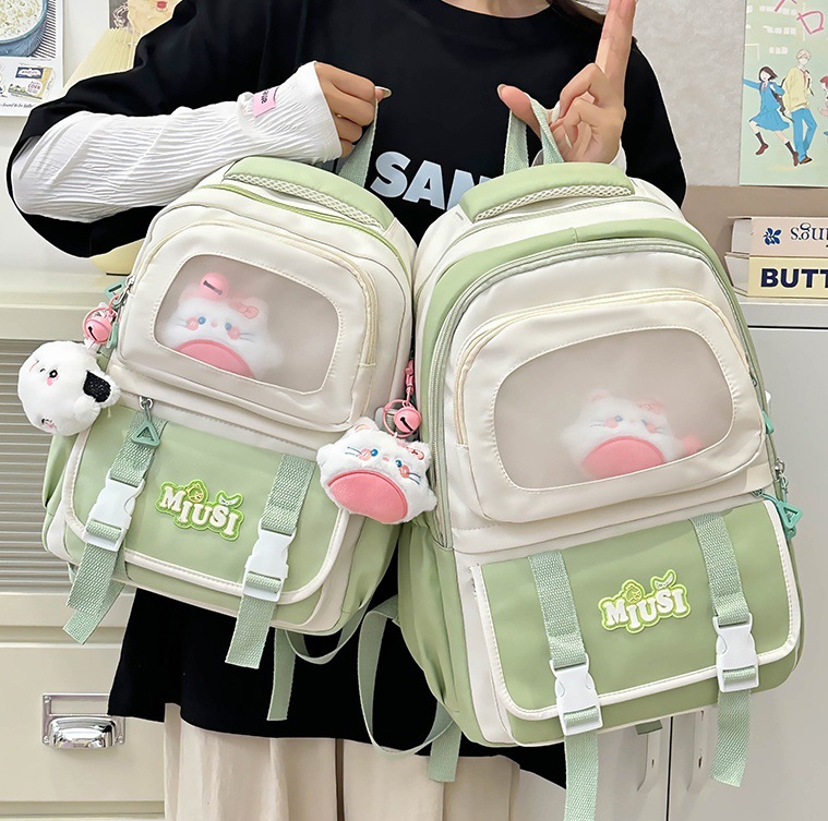 日系ins风小清新书包女小学生双肩包可爱透明初高中学生休闲背包