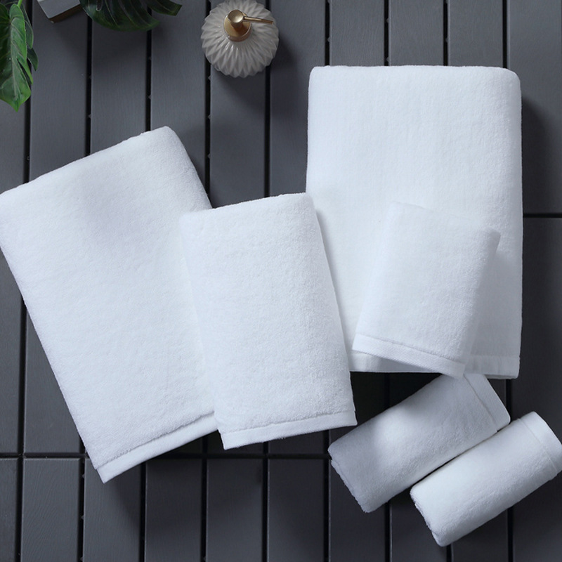 Hotel Towel Cotton Embroidery Logo Beauty Salon Hotel Towels Extra Thick No Hair Shedding Cotton White Towel