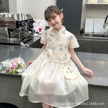 女童汉服连衣裙夏季2024新款洋气儿童古风公主裙夏天女孩超仙裙子