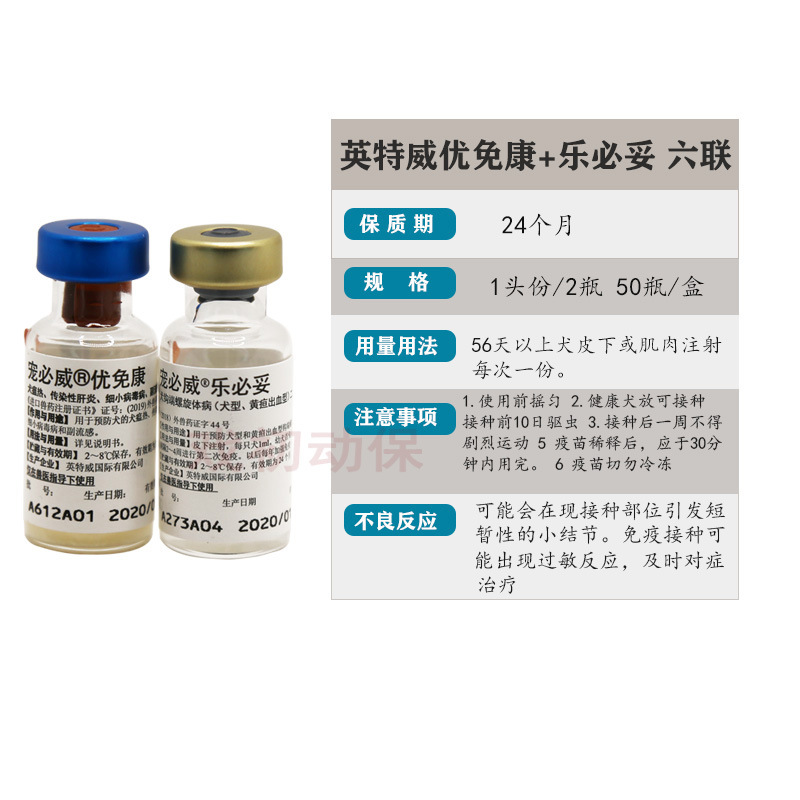 【现货套餐】英特威宠物狗狗疫苗套餐英特威二联四联六联狂犬疫苗