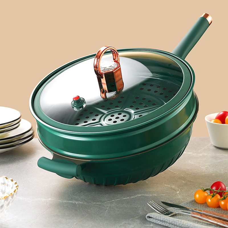 x70t钛锅微压炒锅家用不粘锅燃气灶电磁炉钛合金炒菜锅无烟平