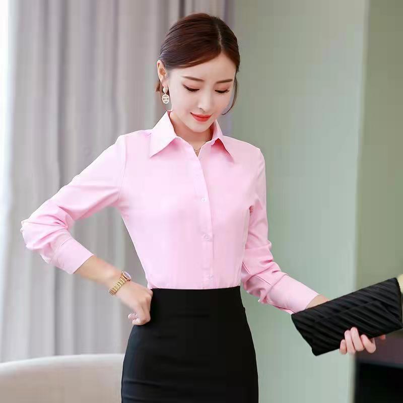 Spring and Autumn New Black White Shirt Women's Korean-Style Slim-Fit Long-Sleeved Workwear Workwear Business Wear Formal Top Women Clothes