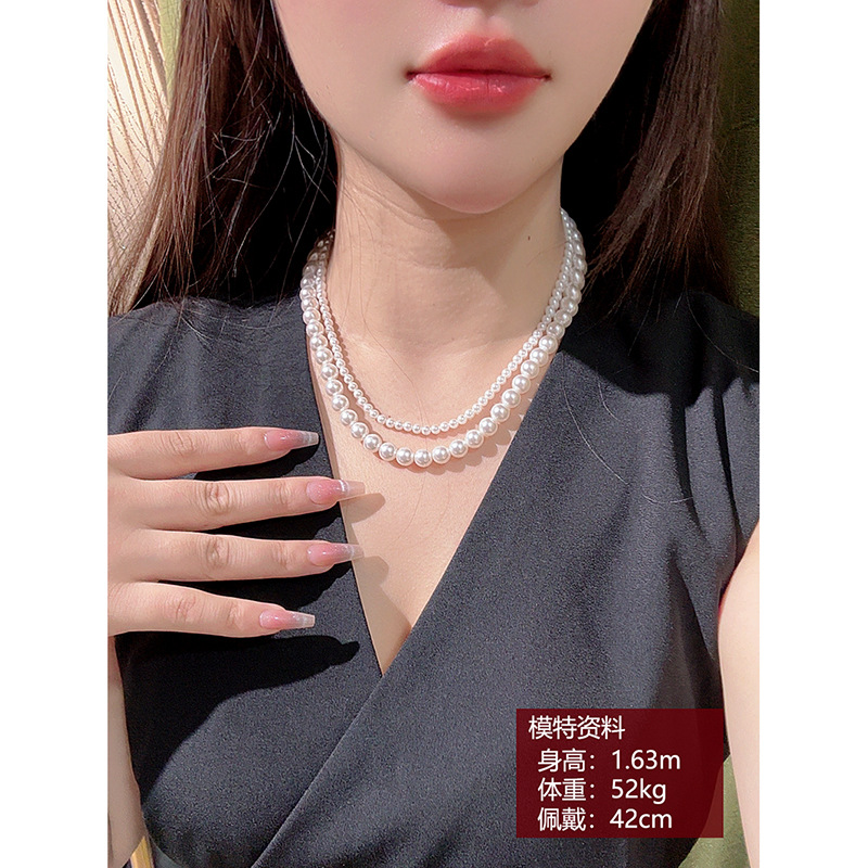 明星同款施家强光正圆珍珠项链天然贝壳轻奢小众年轻时尚锁骨代发