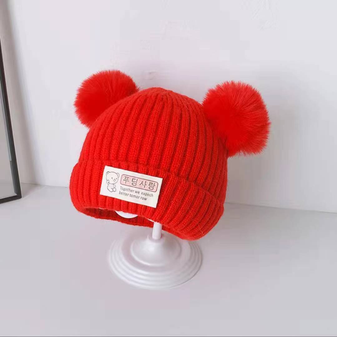 Newborn Winter Baby Hat Baby Boy Baby Girl Woolen Cap Knitted Hat Cotton Inner Warm Thickened Children's Tire