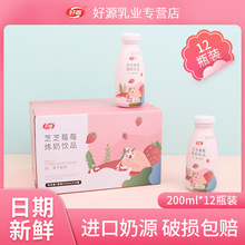 200ml*12瓶好源炼乳甜牛奶 果味芝芝草莓味牛奶箱装饮料 源头厂家