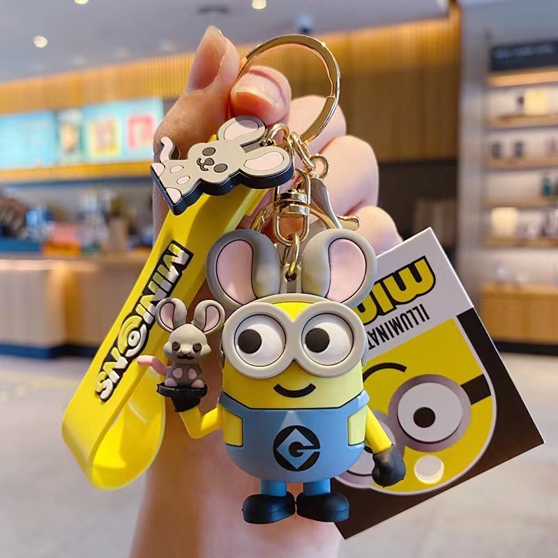 Genuine Cartoon Cute Minions Key Chain Zodiac Little Soldier Doll Epoxy Car Keychain Pendant
