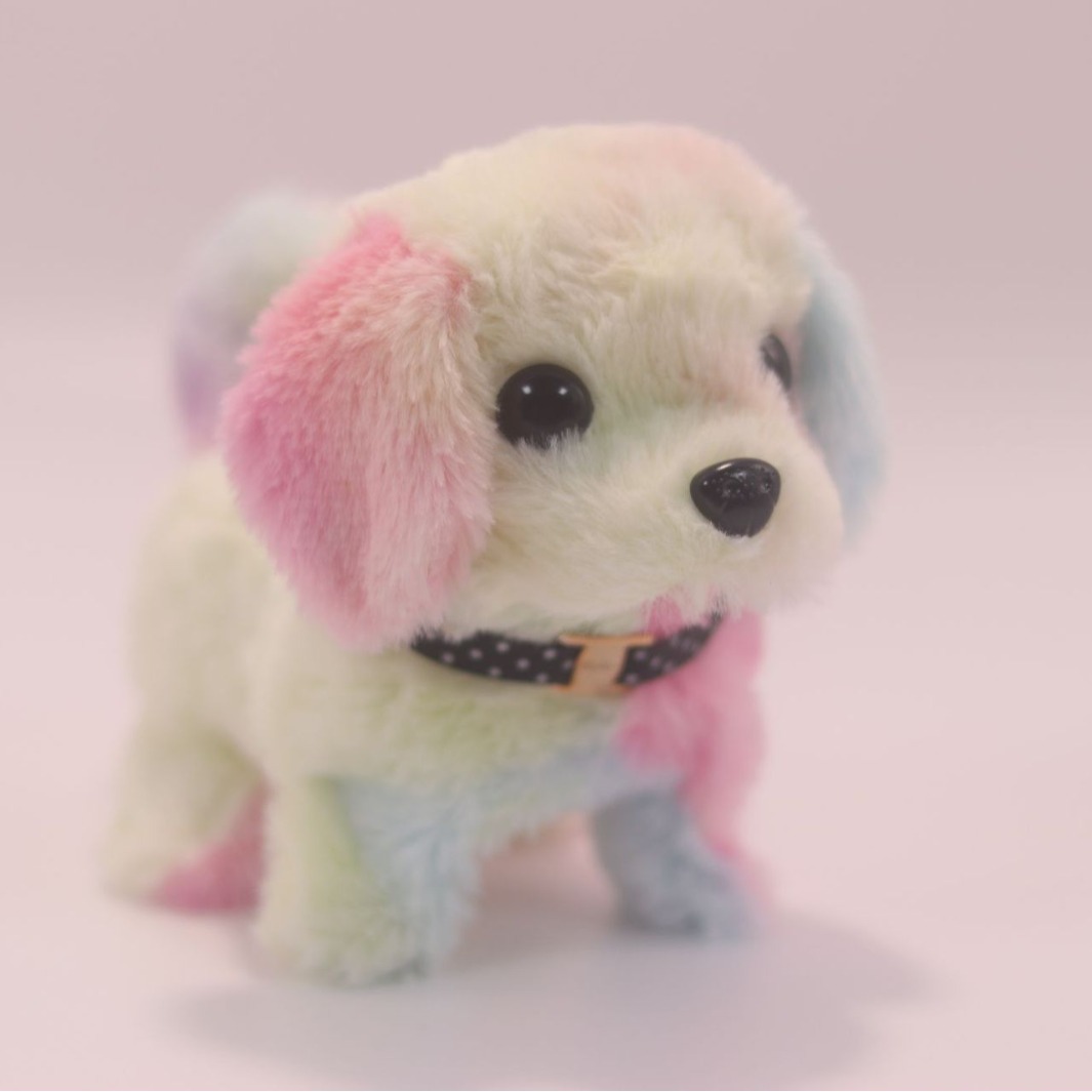 外贸出口电动毛绒小狗仿真狗毛绒玩具电动会叫玩具狗彩色宠物公仔