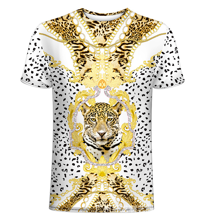 dt1527豹子头印花t恤男3d短袖数码印花t恤欧美大码圆领休闲男士