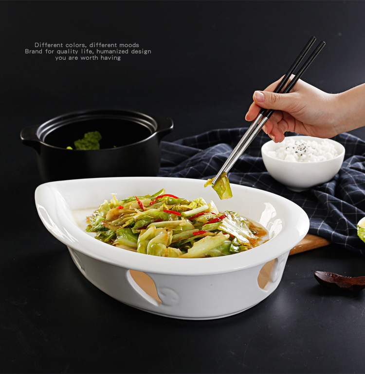 明火干锅餐具明炉酒店餐厅保温盘子菜盘商用陶瓷创意加热鱼盘