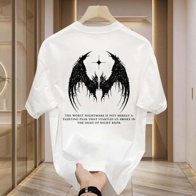 【自家版权】美式高街蝙蝠印花短袖t恤男夏季新款潮牌纯棉上衣服