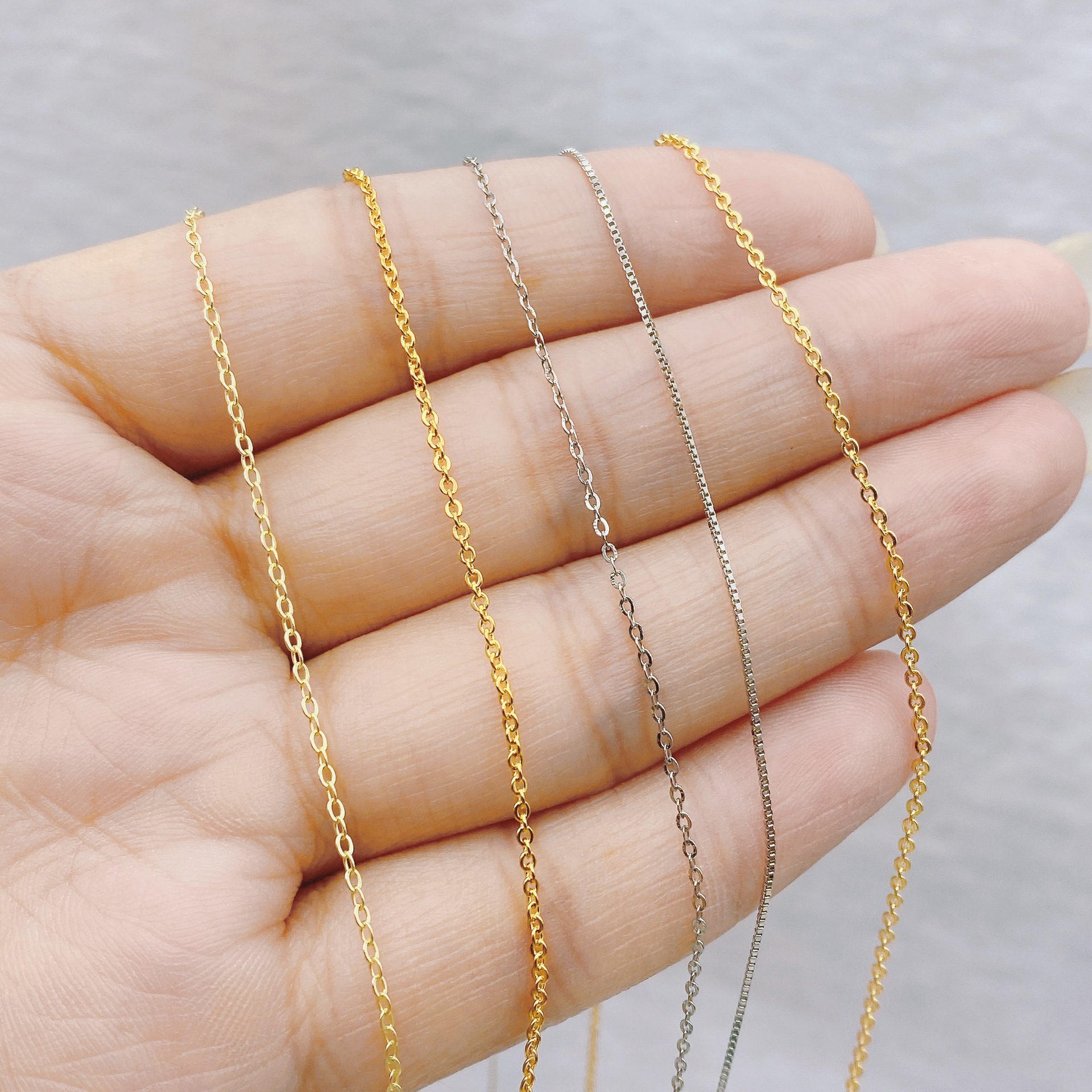 饰品吊坠配件链o字链盒仔链铜镀真金纯银镀金s925纯银项链批发