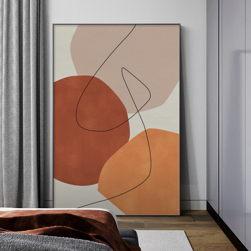 抽象极简客厅巨幅落地装饰画莫兰迪色系玄关挂画现代卧室床头壁画