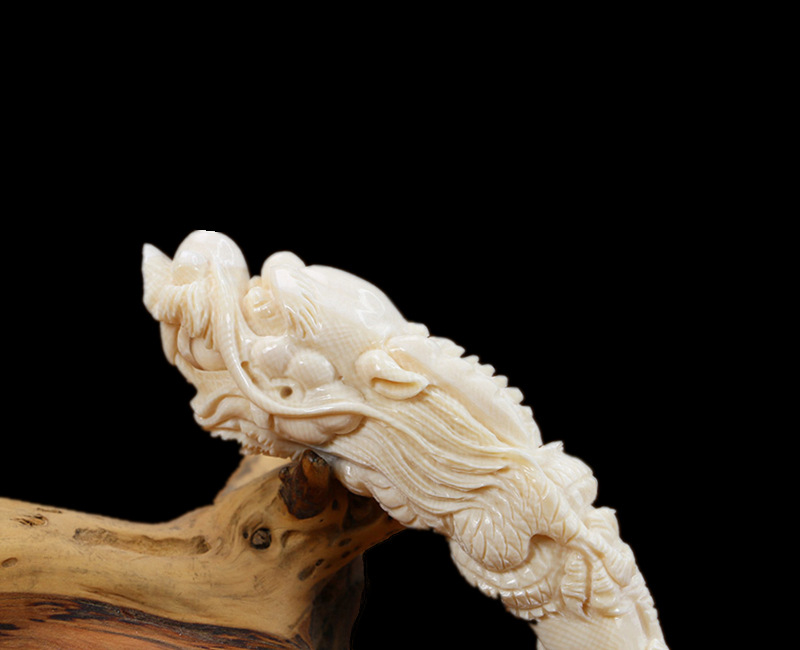 天然猛犸象牙盘龙龙牙尖吊坠随身手把件挂饰霸气未镶嵌民族风配饰